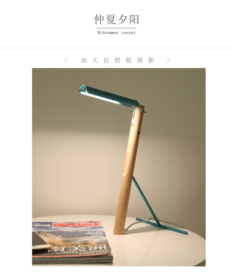 博锐迪 时尚榉木LED护眼灯 创意简约卧室床头台灯 金属usb接口 户外便携 玫红色