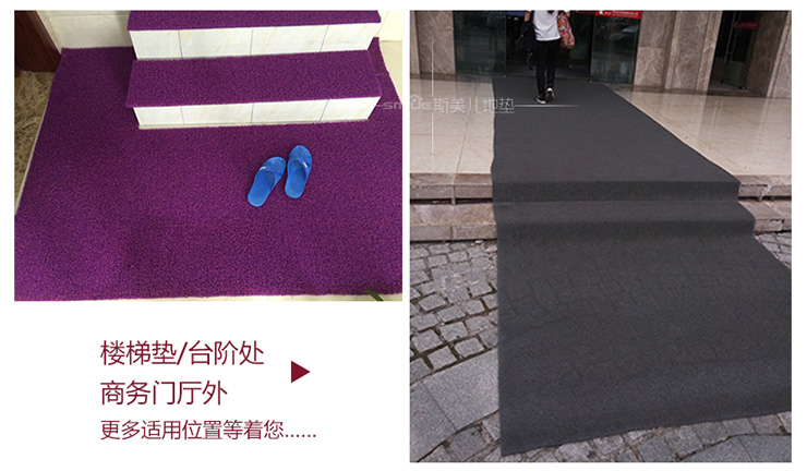 
                                        斯美儿 丝圈进门门口门厅玄关大门酒店电梯迎宾防滑地垫脚垫门垫可裁剪定制定做 双色紫红 50x120cm                