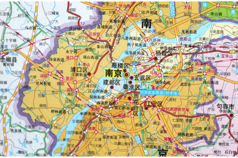 2021年 江苏省地图 1.1*0.8米 覆膜防水 详细到部分乡镇