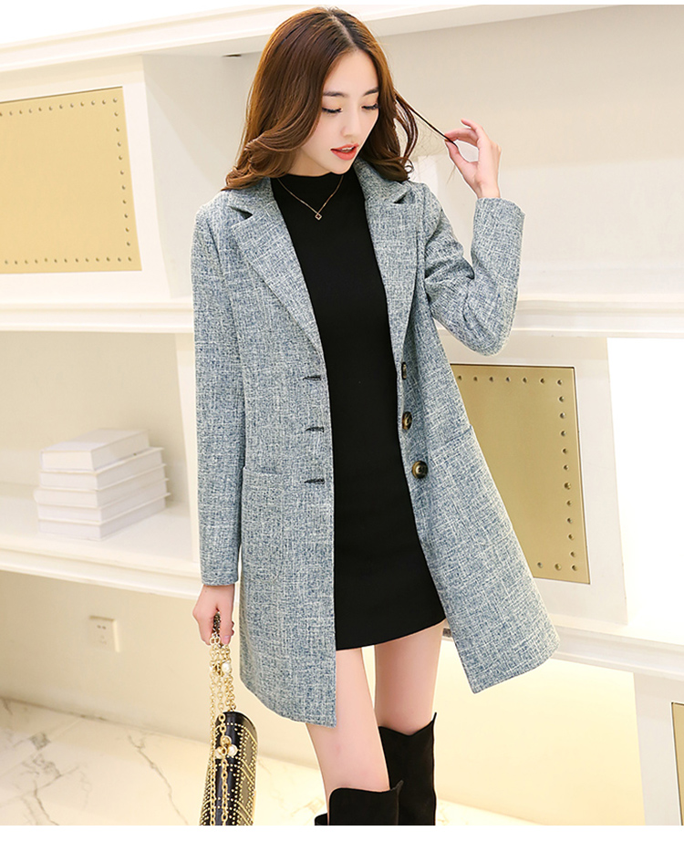 迪美佳梦新款女装小西服韩版修身显瘦时尚纯色一粒扣小西装女外套 蓝色 M