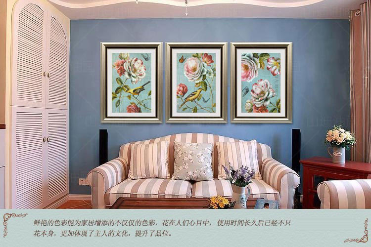 乐逸 客厅装饰画欧式田园餐厅挂画壁画墙画 大丽花YK三件套 60X70cm