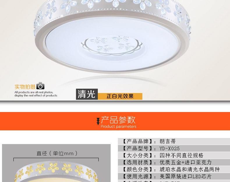朗吉蒂led吸顶灯卧室灯客厅灯餐厅灯现代简约调光遥控灯具灯饰 42CM单色白光24W