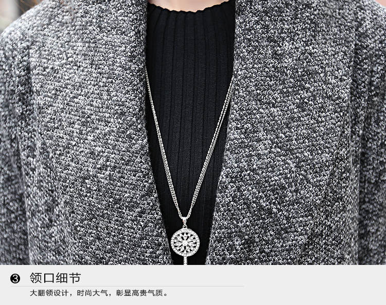 Last Order2015秋冬装新品大码女装长款仿羊毛呢子大衣 风衣外套女 灰色 M