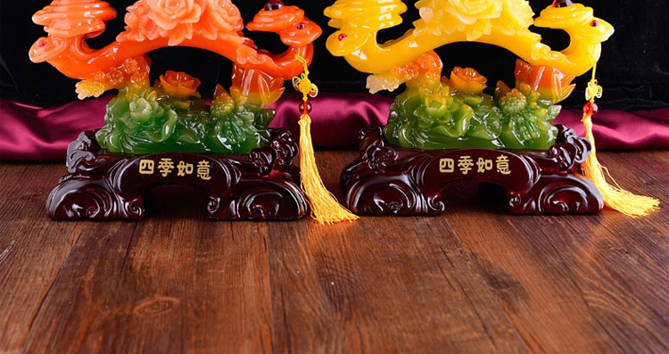 
                                                                                聚善缘 玉如意工艺品摆件 客厅新房乔迁家居电视柜装饰品摆设 送朋友结婚礼物 小号四季如意【红色】长24*宽12*高23厘米                