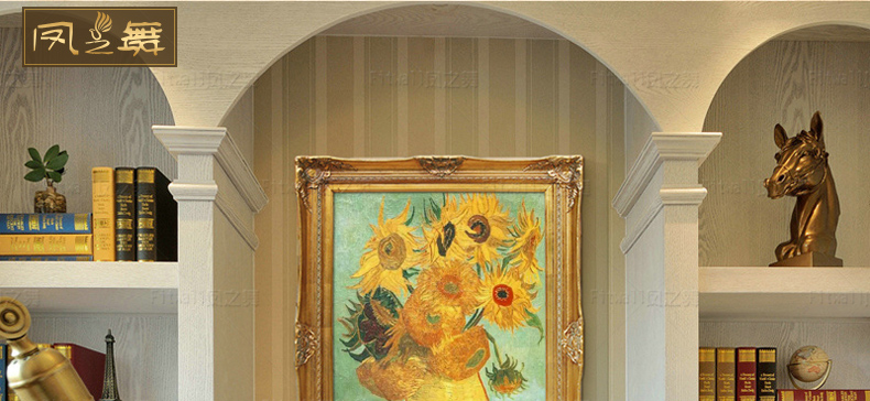 
                                                            凤之舞 客厅玄关装饰画梵高北欧沙发背景墙三联画餐厅挂画走廊过道壁画手绘油画 框3C 70x90                