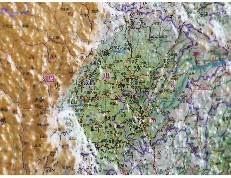 【地形版】2020年 中国地图 1.1*0.8米 立体地势地貌挂图