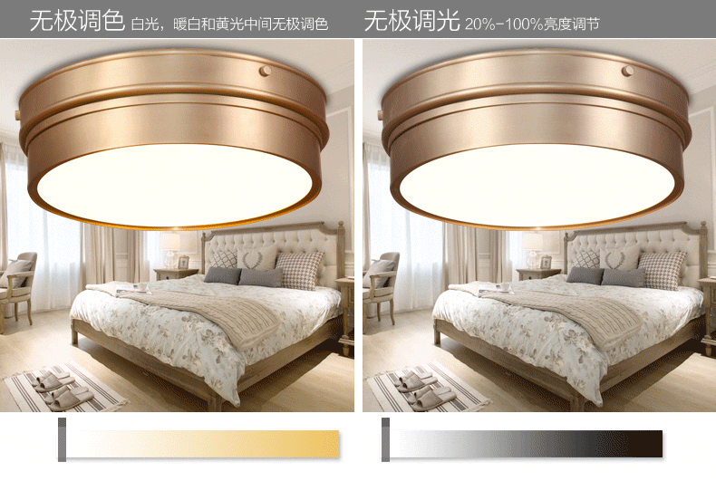卧室吸顶灯全铜灯圆形欧式餐厅书房灯具灯饰 普通款赠送led光源36w 50