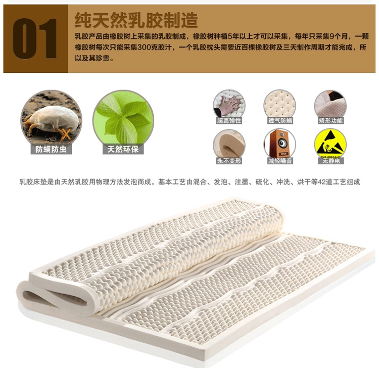 
                                        Delay进口橡胶床垫 天然乳胶床垫 180*200单双人床垫七区按摩 1.8米薄厚多规格 天鹅绒床垫外套+床垫内胆套 180cm*200cm*5cm                
