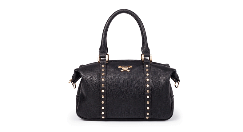 歌莉娅2015秋冬新款女士单肩包优雅手提包时尚铆钉水饺包大包311 黑色