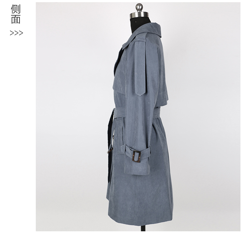 古仕卡特 2015新款春秋装韩版潮秋季中长款修身显瘦时尚双排扣宽松休闲女式风衣外套 灰色 XL