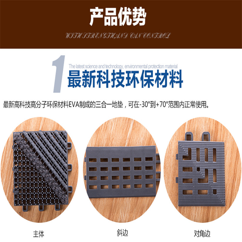 
                                        室外三合一地垫脚垫门垫门厅塑料镂空防滑垫进门门口除尘定制地垫 三刷灰底绿刷 60CM*90CM                