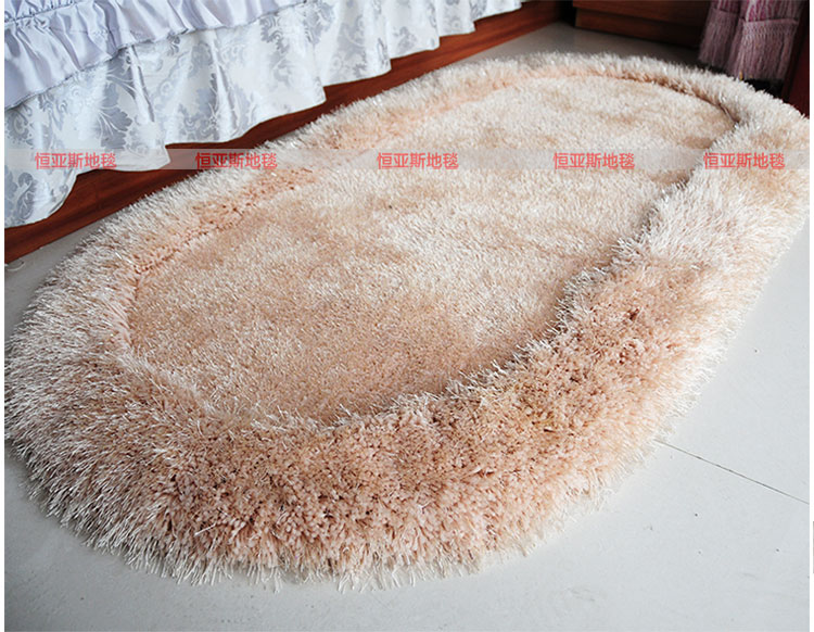 恒亚斯地毯80*160cm加厚加密弹力丝卧室床边椭圆形地毯地垫 红色 80*160厘米
