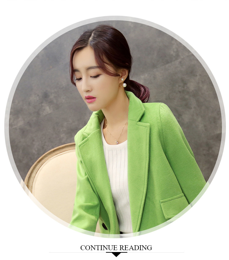 佰仕帝 2015新款毛呢大衣女毛呢外套韩版中长款风衣修身 红色  M