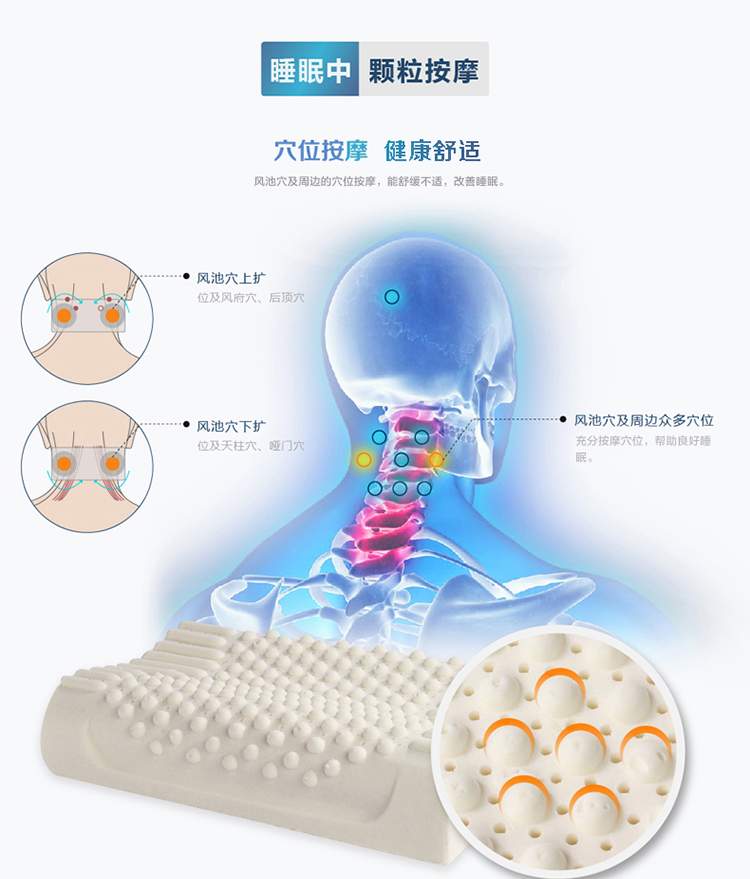 
                                                            Dayjoy枕头泰国天然乳胶枕芯颈椎枕头成人护颈枕头带枕套 高密度略硬款 60-40-10/12(颗粒按摩)                