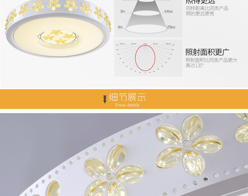 朗吉蒂led吸顶灯卧室灯客厅灯餐厅灯现代简约调光遥控灯具灯饰 42CM单色白光24W