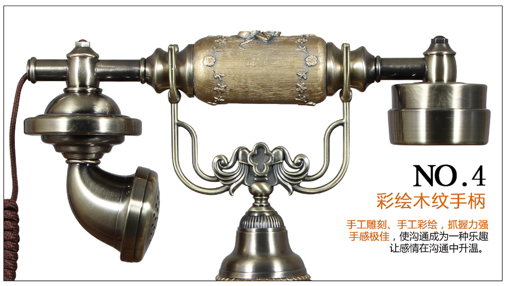 
                                        佳话坊 家居摆件工艺品 欧式仿古电话机 客厅创意装饰品 复古家用座机  卧室室内婚庆结婚 白色智能蓝光                