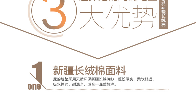 
                                                                                尼的生活纯棉地垫门垫入户大脚垫浴室防滑吸水地巾卧室地毯 米色方格                