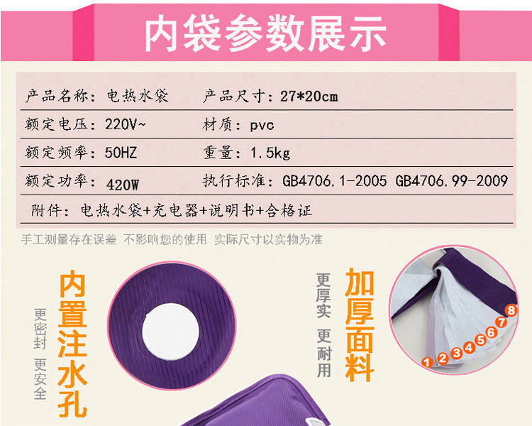 卡通防爆热水袋 充电注水暖手宝水电分离双插手可拆洗暖手抱枕 米字旗