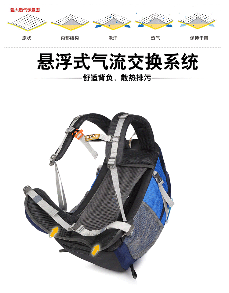 aione) 新品艾王 登山包户外背包旅行背包户外双肩包男女款徒步骑行