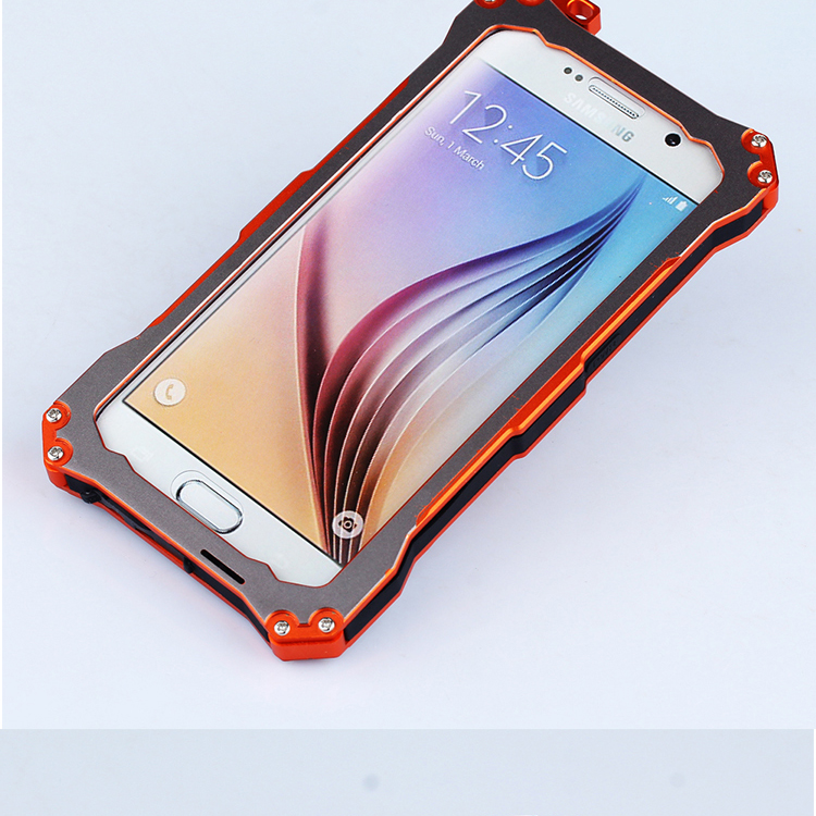 S.CENG Gundam Water Resistant Dustproof Shockproof Silicone Gorilla Glass Aluminum Alloy Metal Case Cover for Samsung Galaxy S6