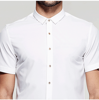 [包邮]酷衣购 男士短袖白衬衫 韩版休闲尖领衬衣 男装