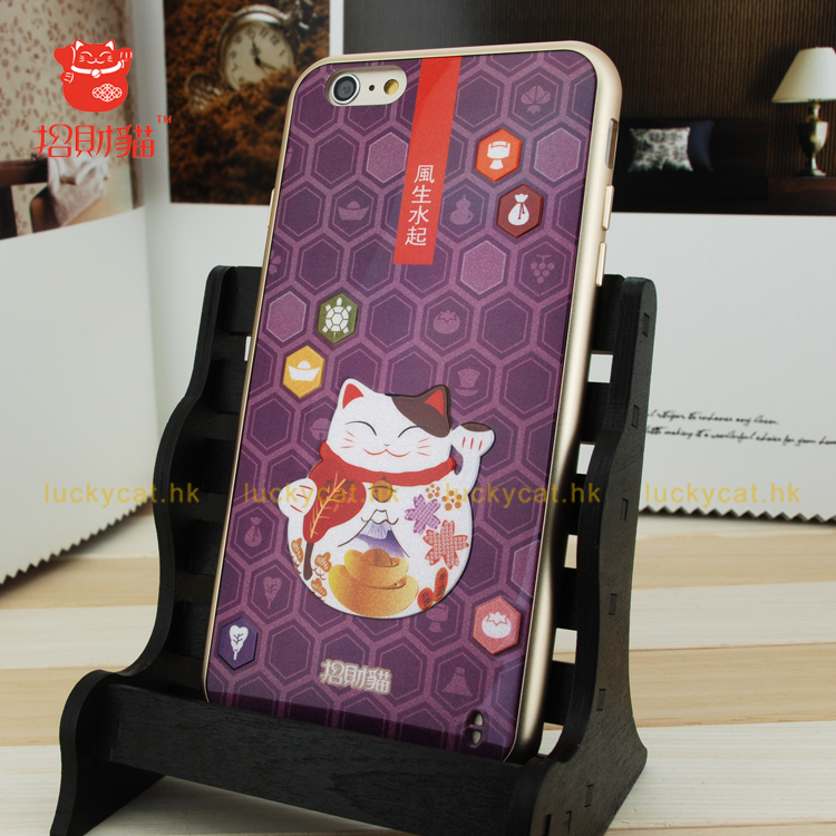 正品招财猫 3D闪粉 iPhone6 Plus 保护壳 苹果软壳 TPU带铝边 万福祈愿J12373K