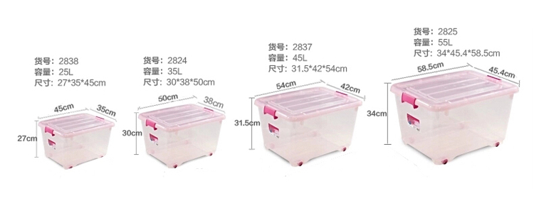 茶花收纳箱收纳盒整理箱塑料储物箱整理袋衣物玩具收纳组合 25L1个 颜色随机