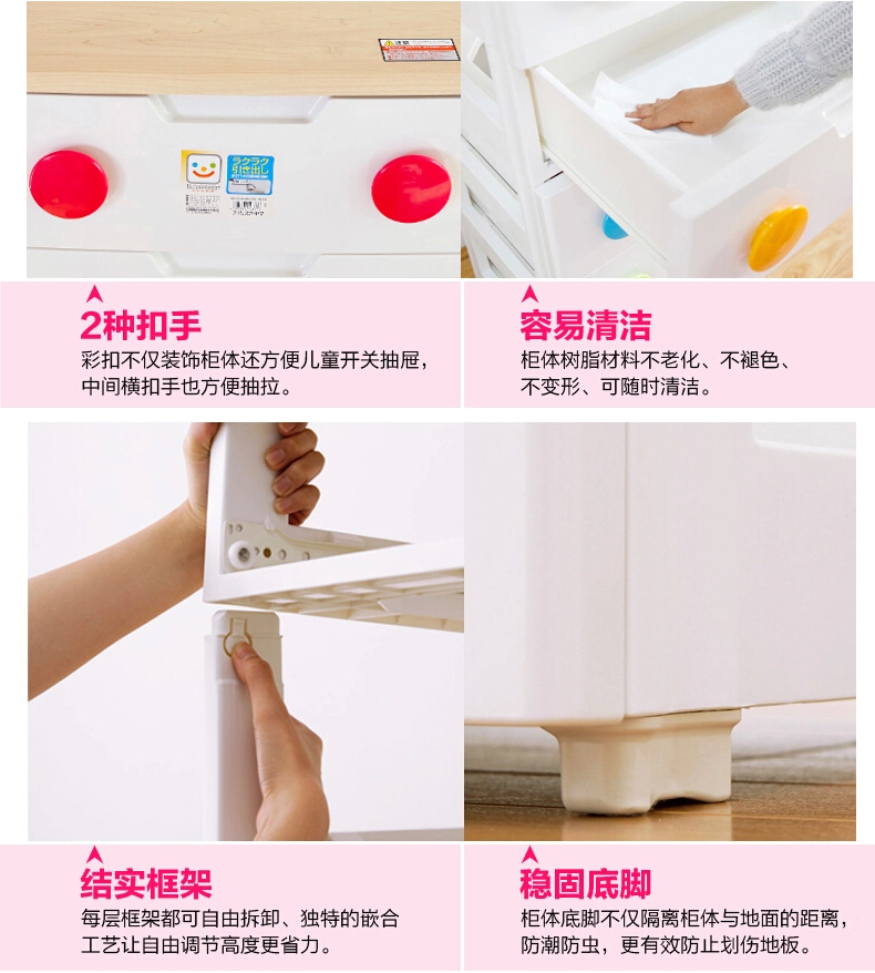 爱丽思IRIS 多层塑料收纳柜 儿童抽屉式衣物整理柜 组合简易 宝宝衣柜彩扣HG-555 五层