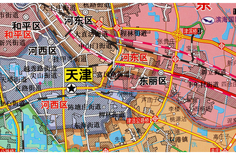 精装版2021年天津地图14米1米市区全图办公室挂图