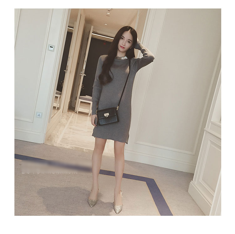 衣与草2015秋装新款连衣裙子女装秋款 女装秋季连衣裙秋装上新 女装冬上新  冬季新品女装 灰色 均码-