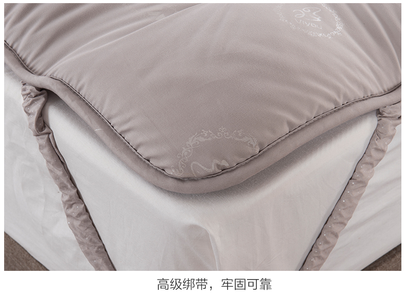 唯有家纺席梦思加厚床垫单人双人海绵褥子垫被 学生宿舍1.5M床可折叠榻榻米床褥 床笠式床垫 绑带式-烟灰色 0.9*200cm