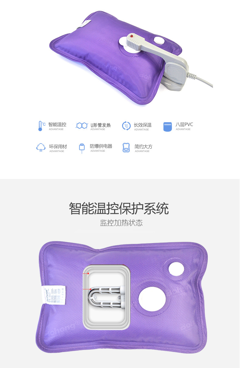 卡通防爆热水袋 充电注水暖手宝水电分离双插手可拆洗暖手抱枕 米字旗