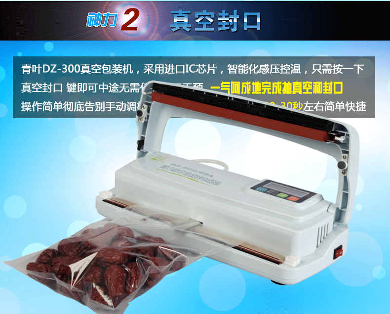 青叶牌真空包装机家商两用抽真空机保鲜机 干湿两用食品真空打包机小型真空封口机