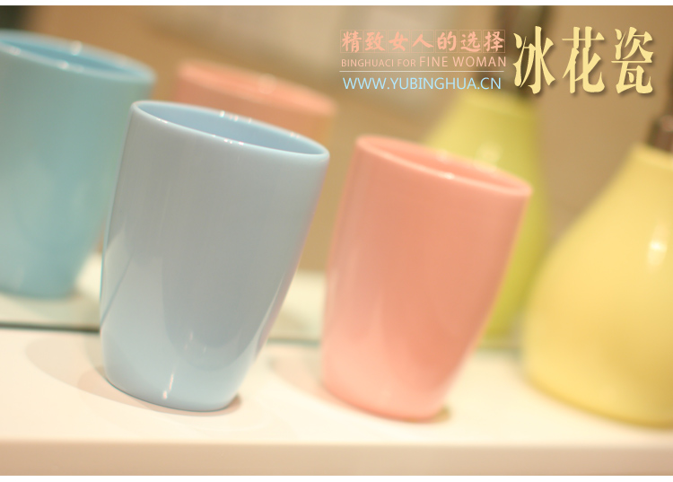 玉冰花 冰花瓷卫浴五件套装洗漱套装陶瓷浴室用品创意新婚礼物礼品 彩盒包装