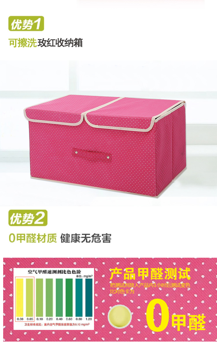 爱买不麦衣物收纳箱无纺布整理箱子大号衣服收纳盒 深蓝 优惠四件套
