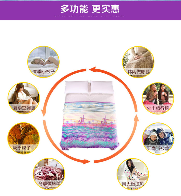 北极绒床品家纺 金貂绒毛毯子秋冬保暖单双人办公室午休盖毯 普罗旺斯 120*200cm