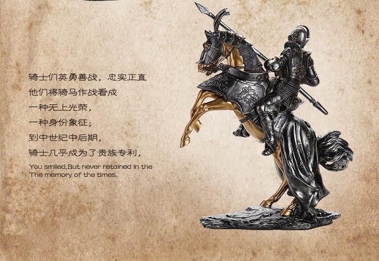 
                                        欧式盔甲骑士兵客厅装饰品马上有钱摆设办公室摆件工艺品开业礼品 剑骑士 27711-2                