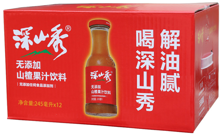 深山秀(3fs) 深山秀 不加添加剂山楂果汁饮料 245ml*12瓶 鞍山产 山楂