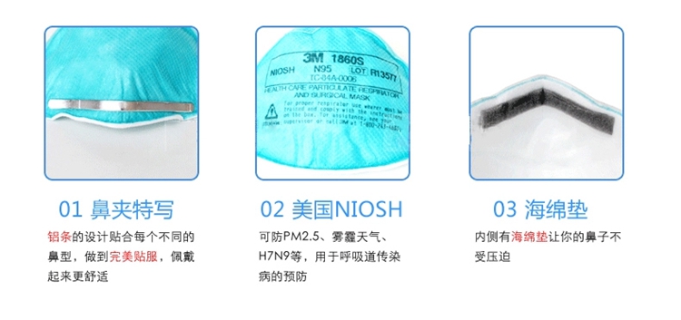 
                                        3M 1860S 小号口罩 防雾霾PM2.5医用口罩 防尘 N95口罩防 1860S(1盒20个)                