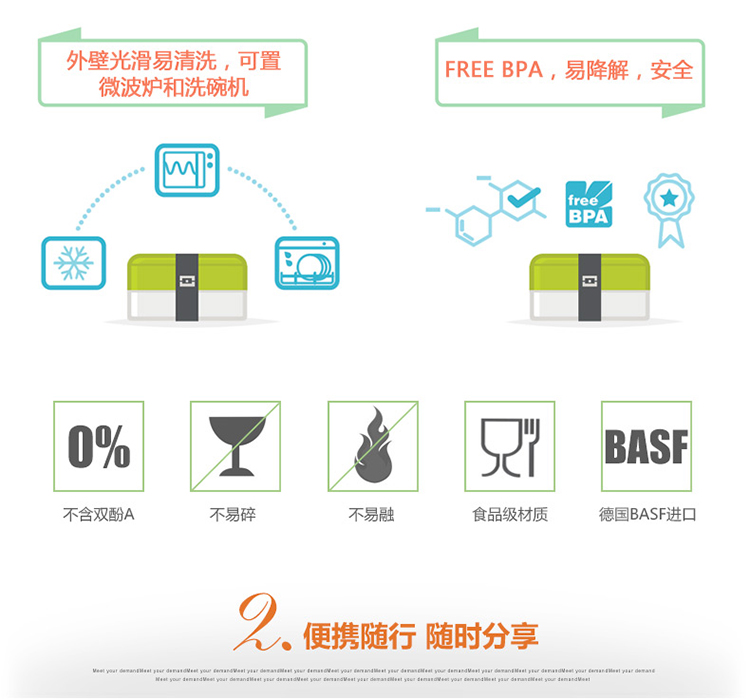 Monbento双层塑料饭盒  日式分格便当盒  微波炉可加热 红白