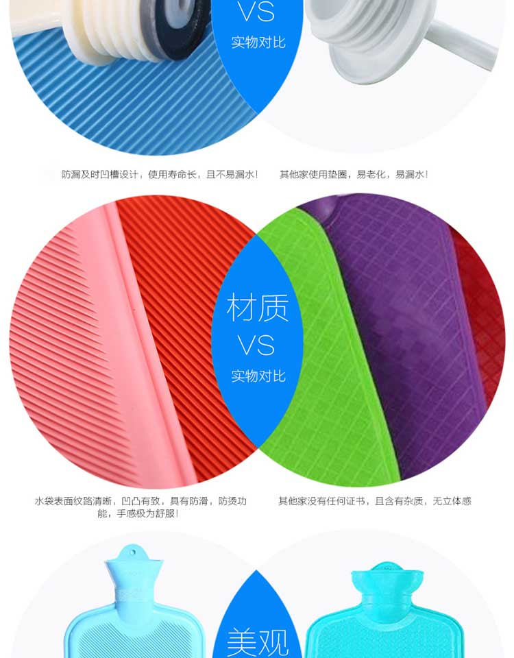 乾越（qianyue）橡胶热水袋可充水暖手袋保暖袋 颜色随机