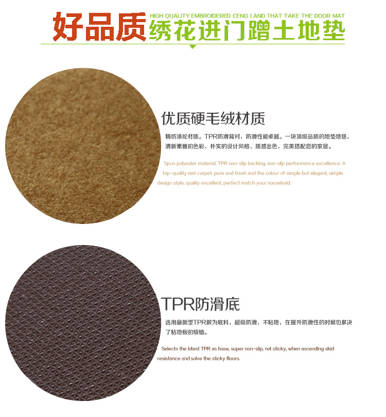 茵花地垫门垫进门脚垫门垫大门口入户门厅玄关地毯厨房卫生间吸水脚垫浴室防滑垫子定制 深红小花 600MMx900MM