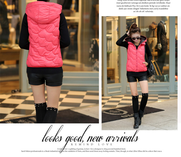 <em>羊诺</em>2014秋冬装新款韩版连帽加厚短款背心马