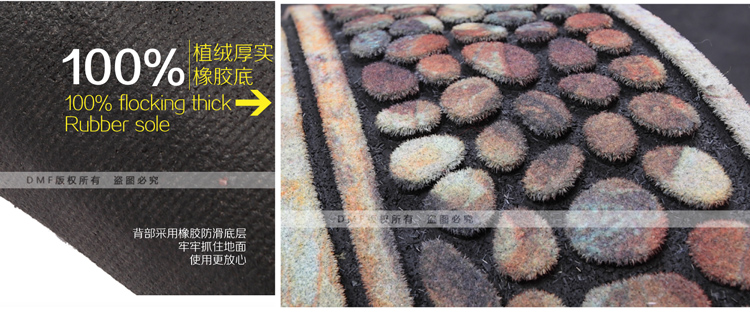DMF 加长别墅进门地垫门垫 超厚防滑地垫 长方形格子门垫 加长款鹅卵石石头纹 560MMx1200MM
