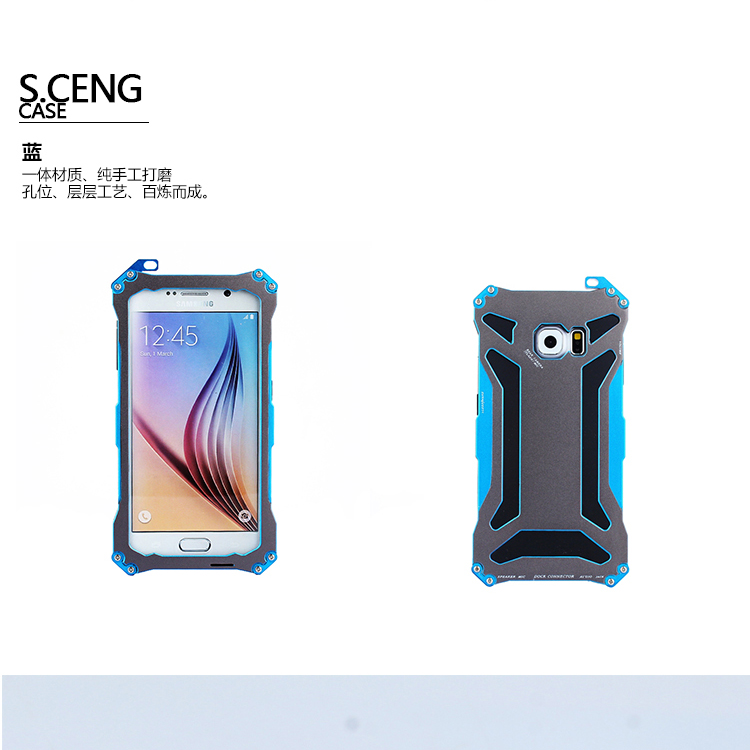 S.CENG Gundam Water Resistant Dustproof Shockproof Silicone Gorilla Glass Aluminum Alloy Metal Case Cover for Samsung Galaxy S6