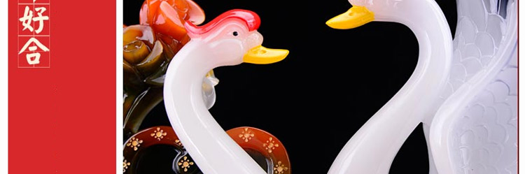 聚善缘 天鹅摆件结婚礼物创意实用时尚高档送朋友闺蜜新婚庆礼品婚房摆设床头柜电视柜书架摆设品 大号 37*17*41cm 毛重6.2kg