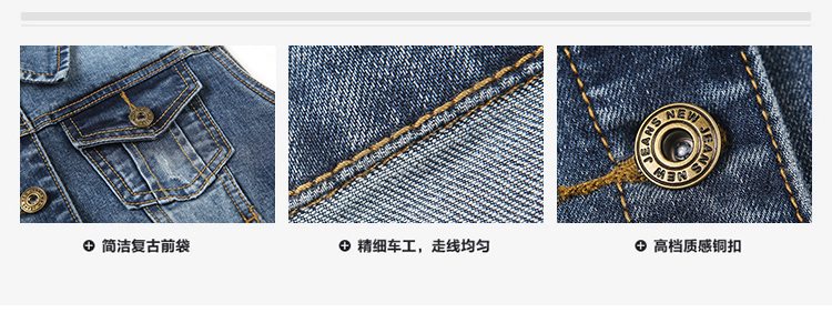 欧以纯男女装牛仔连帽马甲 秋冬新款立领女短款马甲韩版牛仔服连帽马夹背心牛仔外套 O852 蓝色 L