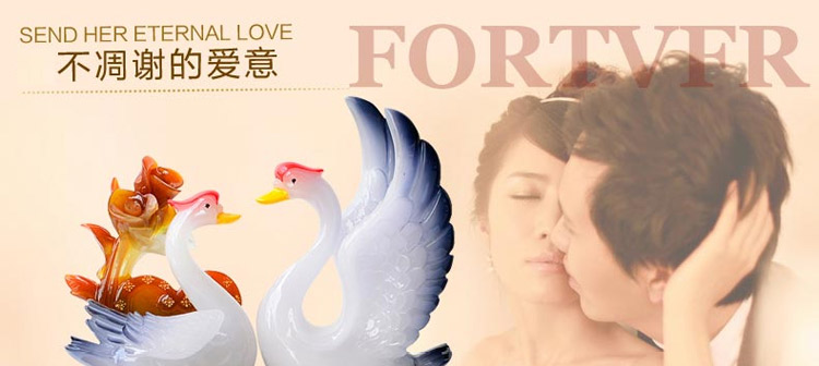 聚善缘 天鹅摆件结婚礼物创意实用时尚高档送朋友闺蜜新婚庆礼品婚房摆设床头柜电视柜书架摆设品 大号 37*17*41cm 毛重6.2kg