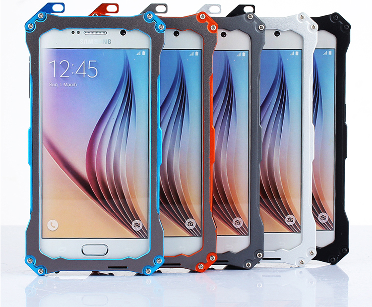 S.CENG Gundam Water Resistant Dustproof Shockproof Silicone Gorilla Glass Aluminum Alloy Metal Case Cover for Samsung Galaxy S6