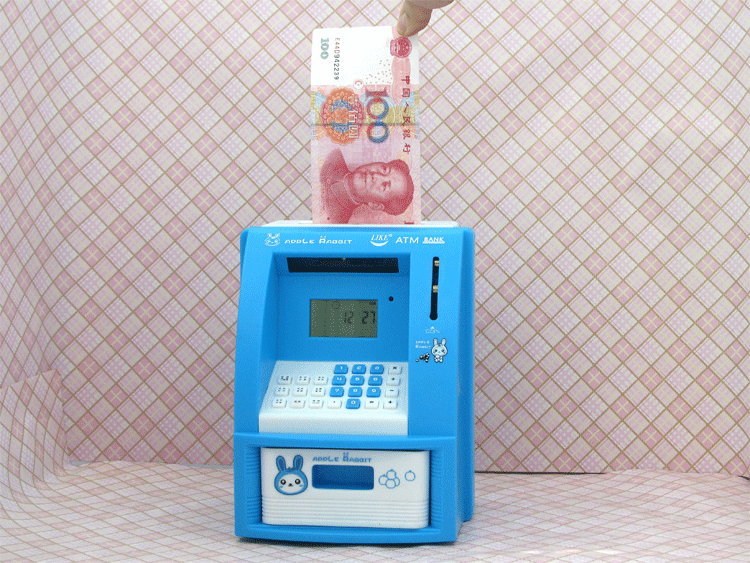 like正品迷你智能atm存钱罐存取款机彩绘大号密码储蓄罐创意玩具 小号
